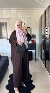 ACI KAHVE 3’LÜ PANTOLONLU OYSHO ABAYA TAKIM