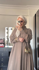 TAŞ RENGİ TENSEL 2’Lİ ABAYA TAKIM