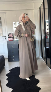 TAŞ RENGİ TENSEL 2’Lİ ABAYA TAKIM