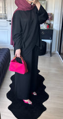 SİYAH PANTOLONLU ASİMETRİK KESİM OYSHO TAKIM