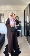 ACI KAHVE 3’LÜ PANTOLONLU OYSHO ABAYA TAKIM